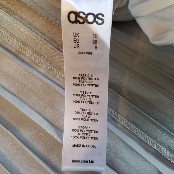 NWT Asos Grey Pleated Metallic Pannel Silver  Satin Midi Skirt 6 - Picture 8 of 9
